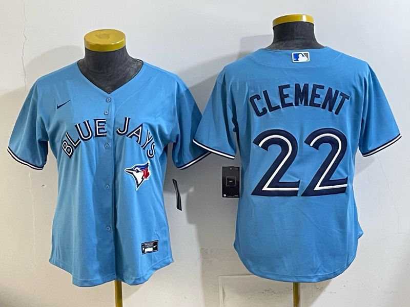 Women 2025 Nike Toronto Blue Jays #22 Clement Light Blue Game MLB Jersey 05